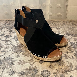 Women's Gentle Souls Wedge Sandals Size 8.5 Black Espadrille Clearance